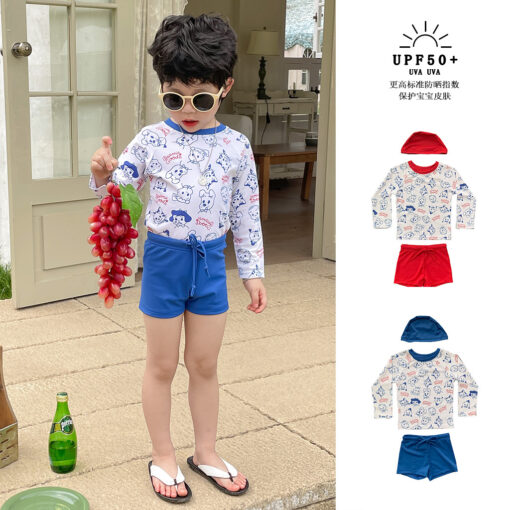 Boys’ Swimwear Set: Long Sleeve Shirt and Matching Trunks - Image 2